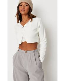 Missguided White 2 Piece Knit Cardigan And Bralette Co Ord Set
