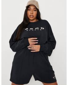 Missguided Plus Size Navy Co Ord Msgd Sports Cropped Sweatshirt