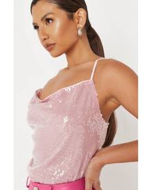 Missguided Tall Co Ord Rose Sequin Cross Back Cami Top