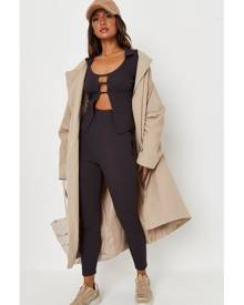 Missguided Black Rib Collared Top And Leggings Co Ord Set
