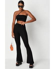 Missguided Black Crop Top And Pants Co Ord Set