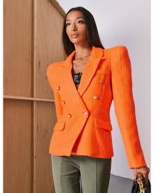 Missguided Neon Orange Co Ord Oversized Boucle Blazer