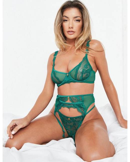 Emerald green lingerie sets