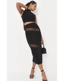 Missguided Black Co Ord Mesh Panel Midaxi Skirt