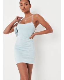 Buy Missguided Blue Embossed Satin Asymmetric Drape Midi Dress online