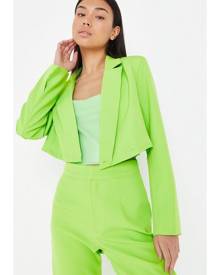 Missguided Neon Lime Co Ord Tailored Cropped Blazer