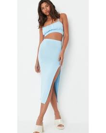 Missguided Blue Ruched Crop Top And Midaxi Skirt Co Ord Set