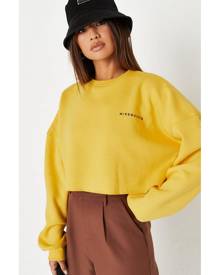 Yellow Missguided Fleeceback Oversized Cropped Sweatshirt