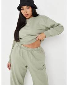 Missguided Plus Size Sage Co Ord Brushed Cropped Sweatshirt