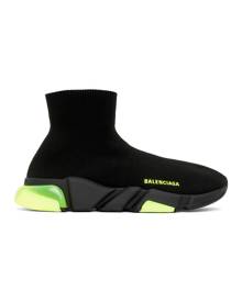 Balenciaga Black and Green Speed Clear Sole Sneakers
