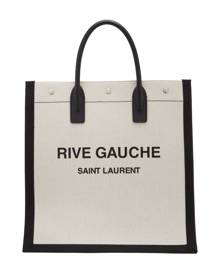 Saint Laurent Off-White and Black Rive Gauche Tote