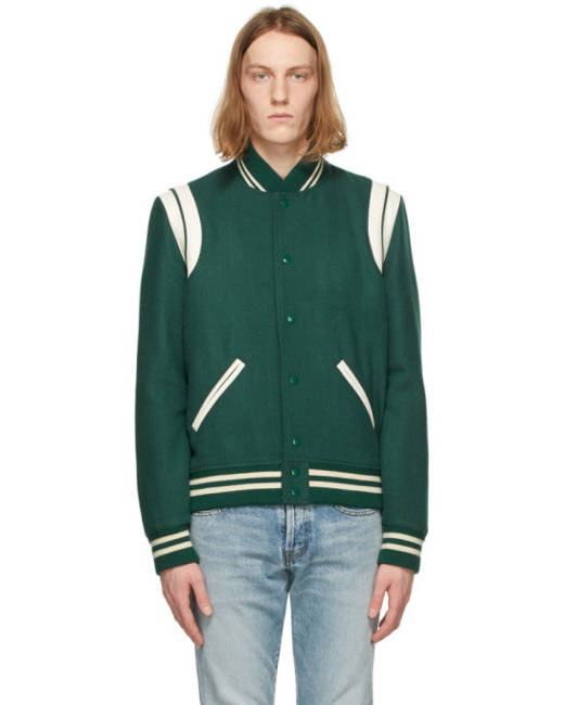 saint laurent varsity jacket green