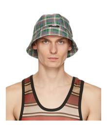 MSGM Green and Blue Check Print Cloche Bucket Hat