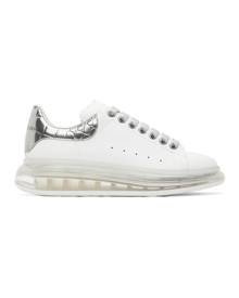 Alexander McQueen SSENSE Exclusive White and Silver Croc Clear Sole Oversized Sneakers