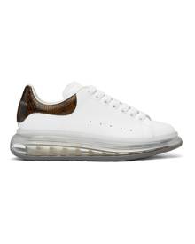 Alexander McQueen White and Tan Croc Clear Sole Oversized Sneakers