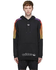 adidas Originals Black and Multicolor SPRT 3-Stripe Hoodie