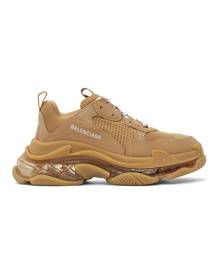 Balenciaga Tan Clear Sole Triple S Sneakers