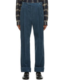 Gucci Blue Regular Fit Corduroy Trousers