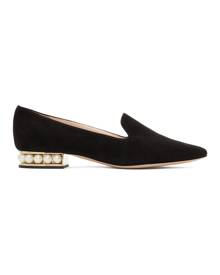 Nicholas Kirkwood Black Suede Casati Pearl Loafers