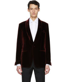 TOM FORD Burgundy Velvet Shelton Cocktail Blazer