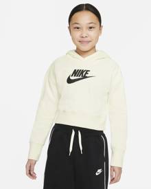 nike crop retro terry towelling crop sweatshirt in beige