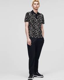 Karl Lagerfeld FLORAL-PRINT KNITTED POLO SHIRT