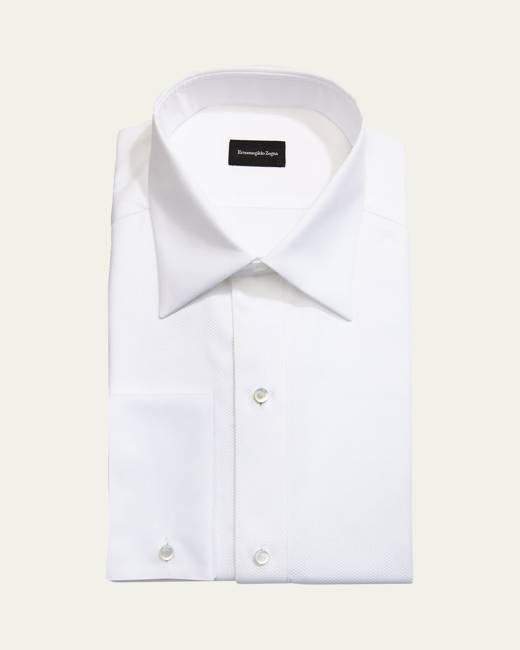 65% Polyester 35% Cotton 17.5-36/37 Wing Collar Tuxedo Shirt Pique Bib Front 