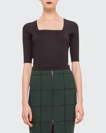 Stradivarius square neck corset seamed knit top in ecru