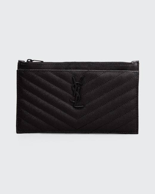 Saint Laurent - Uptown Ysl-Plaque Grained-Leather Clutch Bag - Womens -  Beige for Women