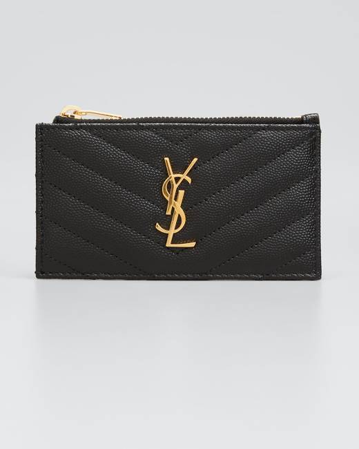 Saint Laurent - Puffer Ysl-logo Padded Leather Pouch - Womens - Black