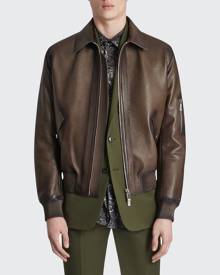 Berluti Men's Calfskin Leather Bomber Jacket