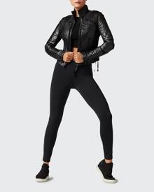 Blanc Noir Quilted Leather & Mesh Moto Jacket