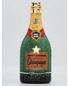 Judith Leiber Couture Cheers Champagne Bottle Crystal Clutch Bag