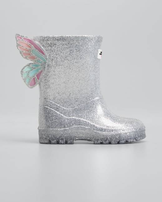 silver glitter rain boots