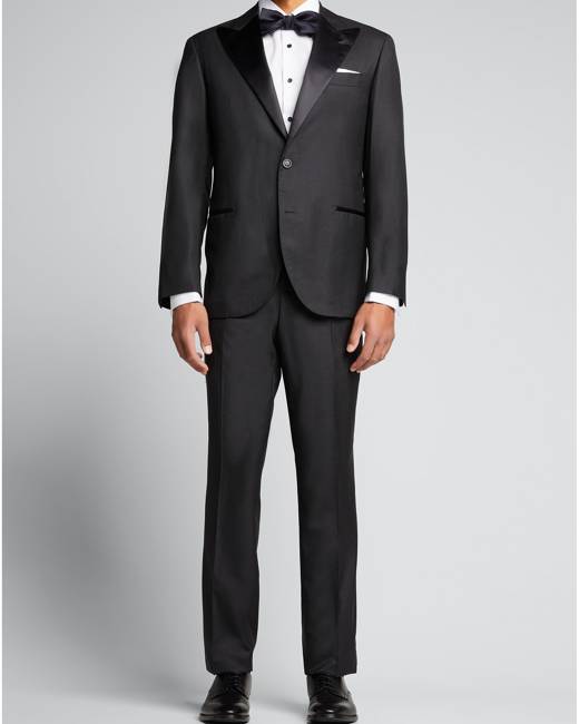 40 L Stunning Black European Shawl Satin Trim Tuxedo Coat Pants Vest Tie TUXXMAN 