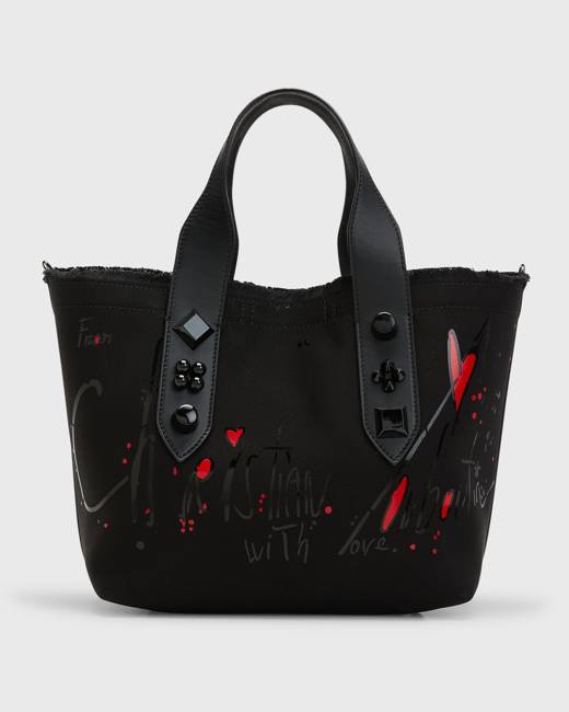 Cabata small spiked neon leather-trimmed PVC tote