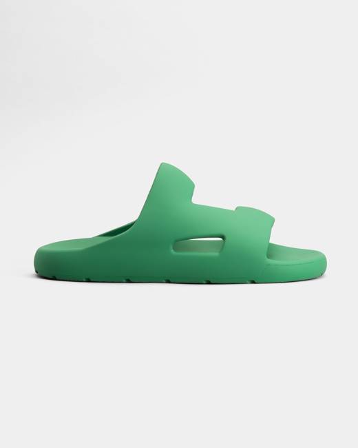 Bottega Veneta Intrecciato Leather Slippers in Green for Men Mens Shoes Slip-on shoes Slippers 