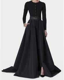 Carolina Herrera High-Waist Silk Pants with Attached Ball Overskirt Carolina Herrera High-Waist Silk Pants with Attached Ball Overskirt