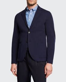 Harris Wharf London Men's Pique Blazer with Elbow Patches