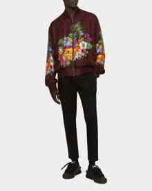 Dolce & Gabbana Men's Hawaiian-Print Silk Bomber Jacket