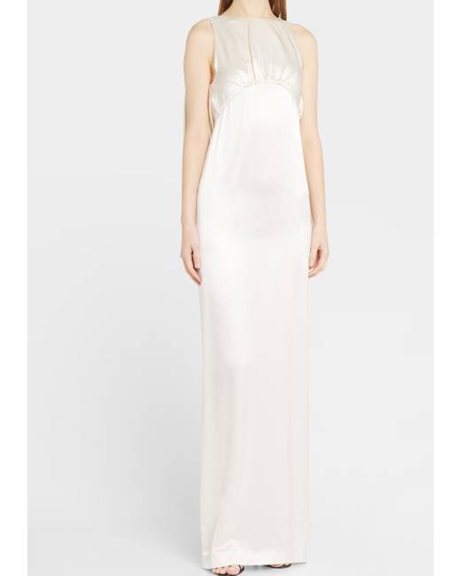 SAINT LAURENT Strapless silk-satin gown