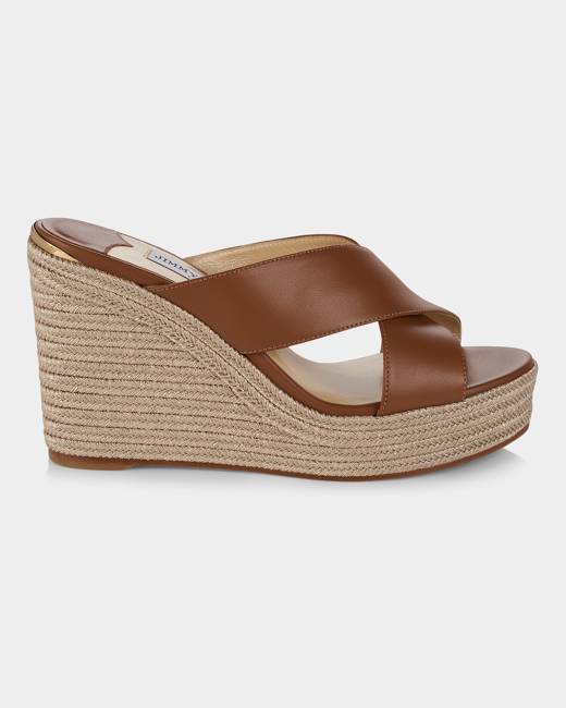 Glamorous Espadrille Wedge Sandals in Tan micro-Brown