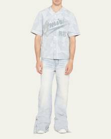 Amiri Men's Denim Patchwork Baseball Shirt