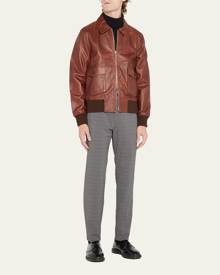 Officine Generale Men's Gianni Leather Bomber Jacket