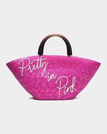 Eugenia Kim Carlotta Pretty in Pink Straw Tote Bag