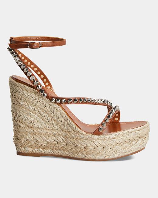 Glamorous Espadrille Wedge Sandals in Tan micro-Brown