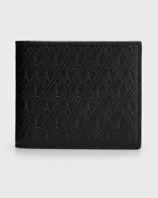 YVES SAINT LAURENT YSL Card Case Gaby Tri Fold Quilted Leather Dark Beige