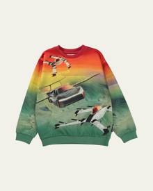 Molo Boy's Miksi Flying Car Graphic Sweatshirt, Size 4-7