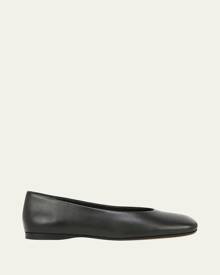 Vince Leah Leather Square-Toe Ballerina Flats