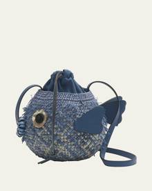 Loewe x Paula's Ibiza Blowfish Pouch Straw Shoulder Bag